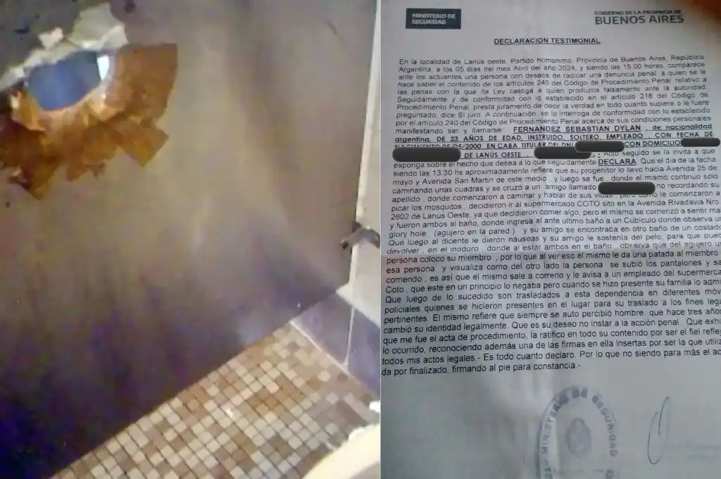 El agujero en el baño y la denuncia penal.