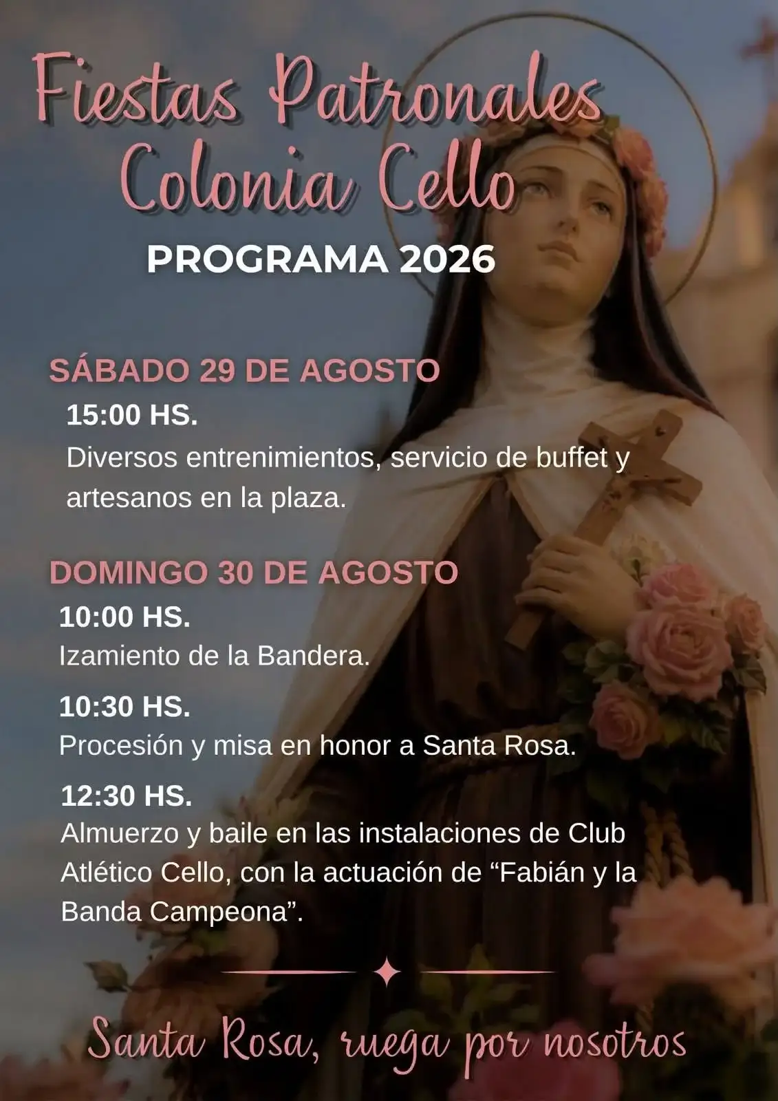 Se vienen los festejos patronales en Colonia Cello: “Es un día en el que mucha gente vuelve al pueblo y se reencuentra” - 1