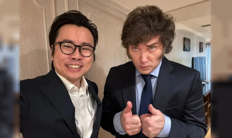 Imagen de archivo de la reunión de Milei con el CEO de KIP Protocol, "Julian Peh"