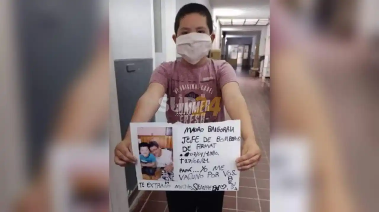 Conmovedor: un nene firmatense le dedicó la vacuna a su papá que falleció por Covid