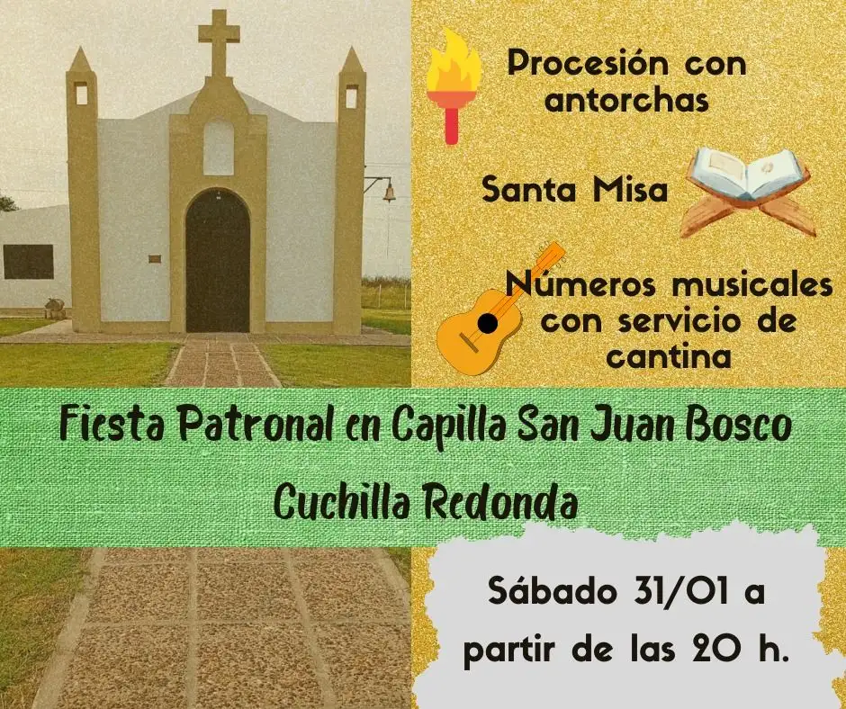 La Capilla San Juan Bosco celebrará su Fiesta Patronal en Cuchilla Redonda