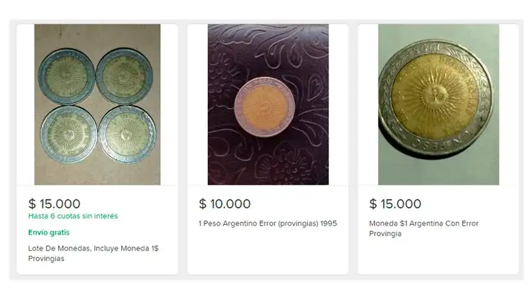 Por un insólito error de ortografía, hay monedas de 1 peso que se venden hasta $15.000 por unidad