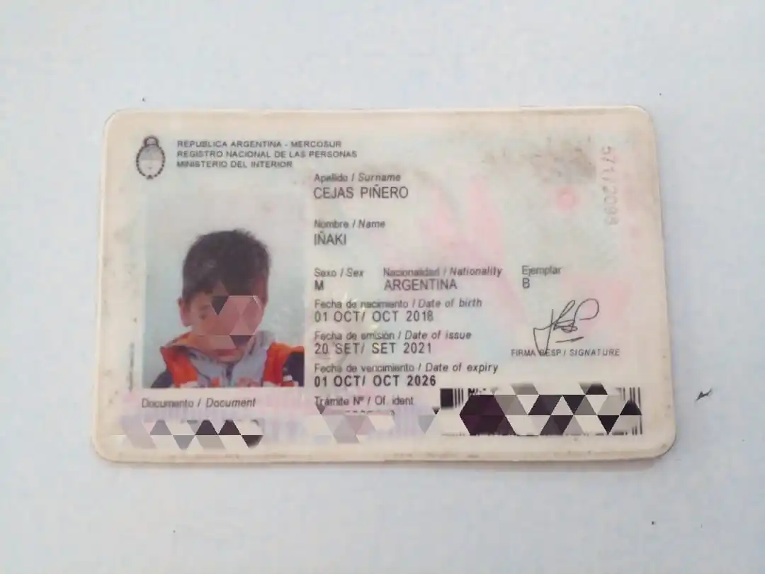 Encontraron DNI de Iñaki Cejas Piñero