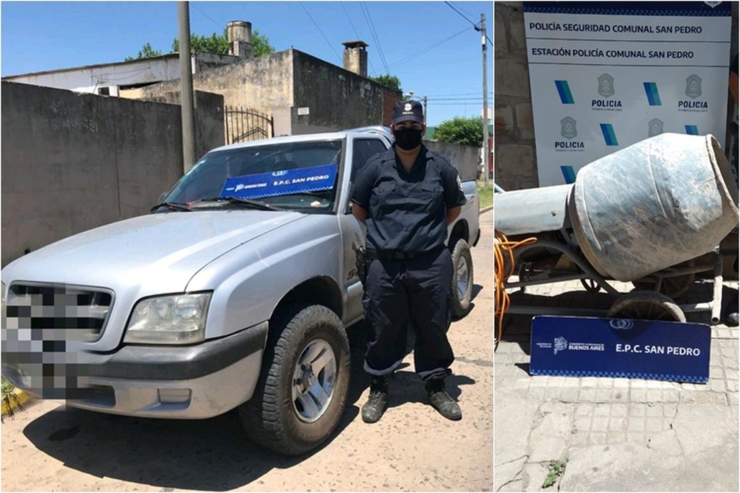 Robaron una máquina hormigonera y tres jóvenes fueron detenidos mientras la llevaban en camioneta