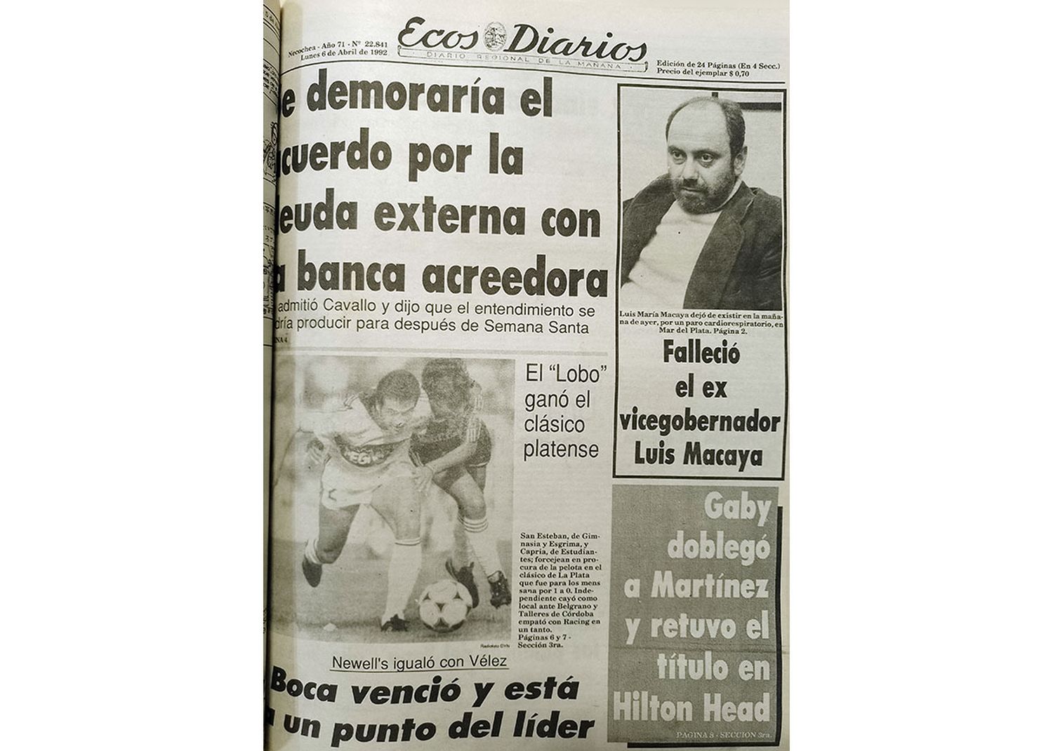Lunes 6 de abril de 1992