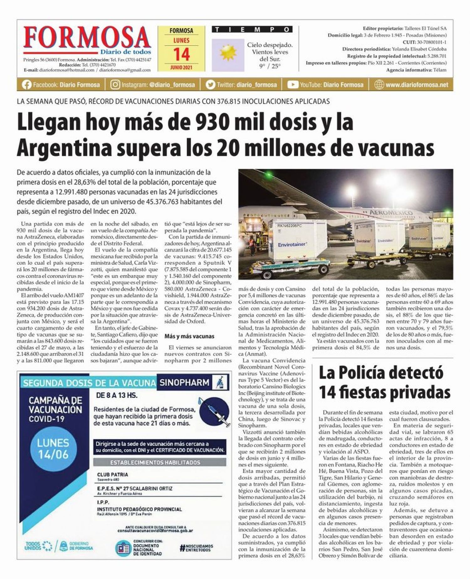 Tapa y Contratapa 14 de junio de 2021