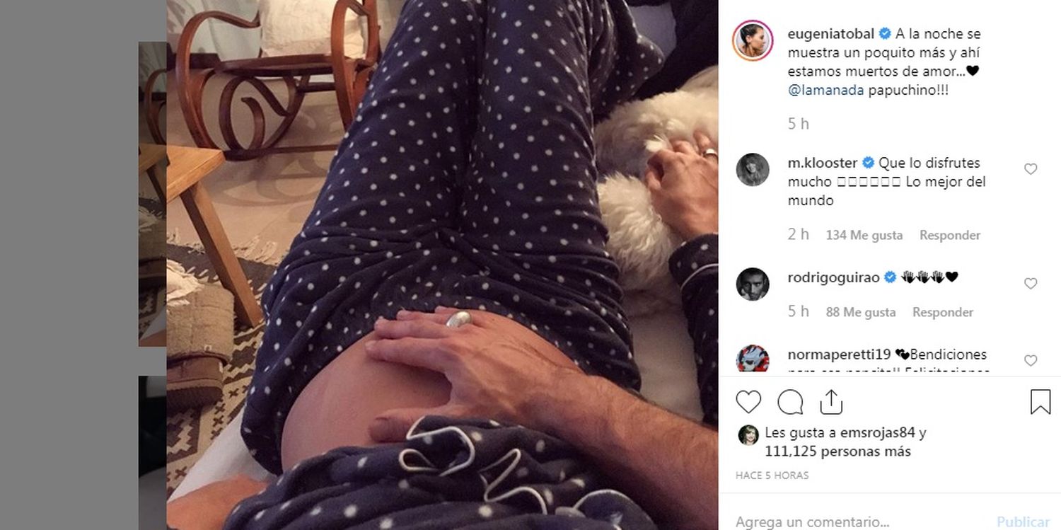 Eugenia Tobal mostró su pancita y un comentario revelaría el sexo de su bebé