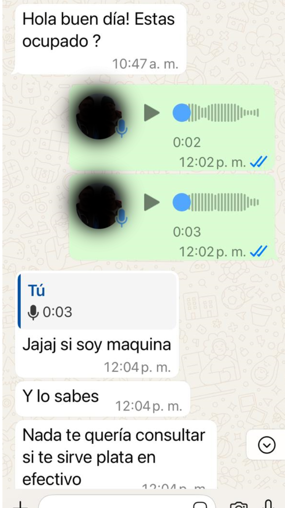 Los chats de un intento de estafa telefónica a un tresarroyense