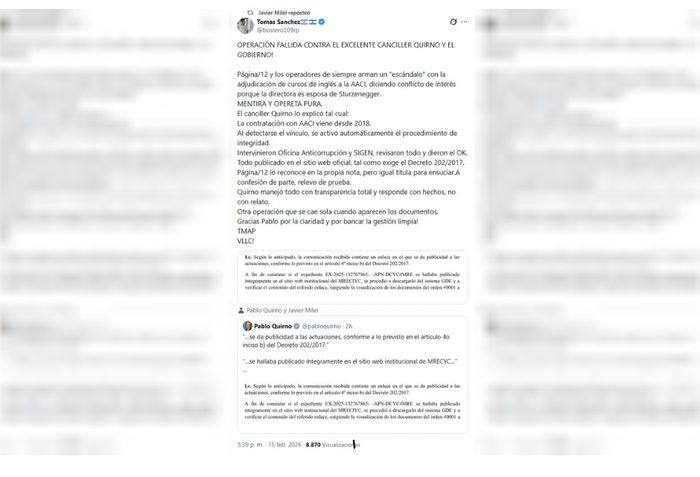 El Presidente en X defendió el contrato de Cancillería