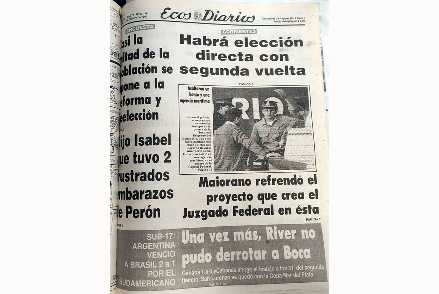 Jueves 11 de febrero de 1993