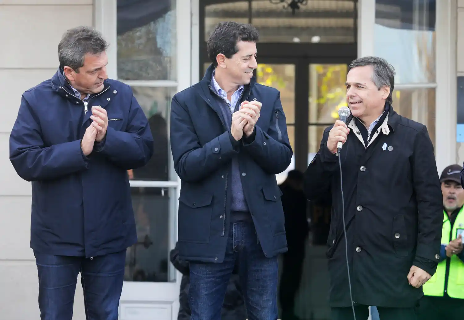 Sergio Massa, Wado De Pedro y Diego Giuliano, ministro de Transporte.