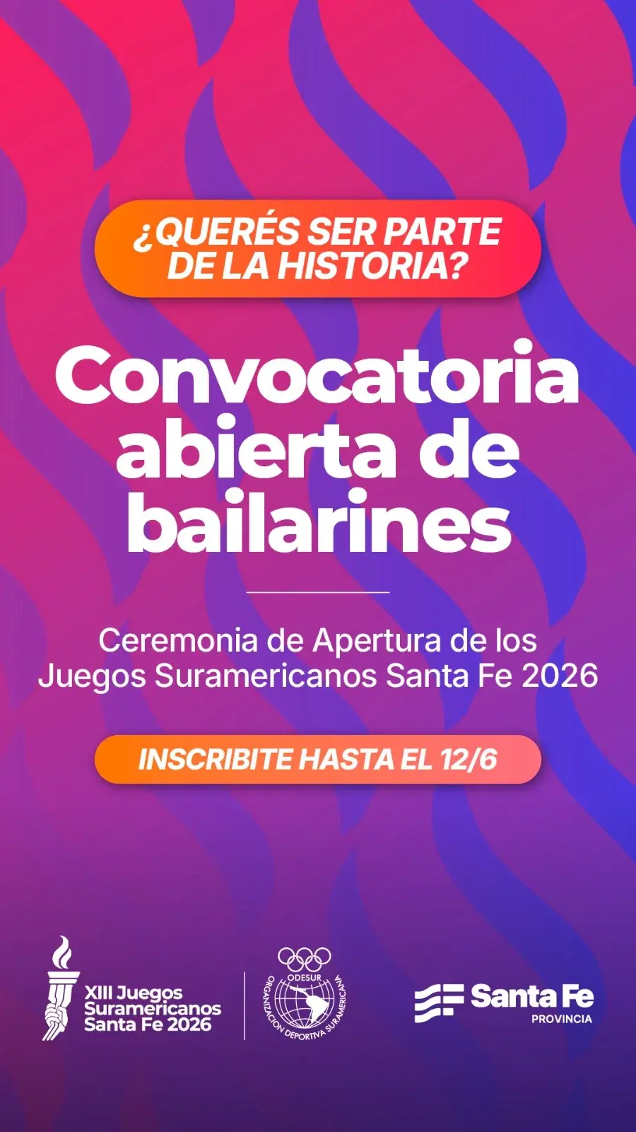 ¿Querés ser parte de la historia? Abren las audiciones para la Ceremonia de Apertura de los Juegos Suramericanos Santa Fe 2026