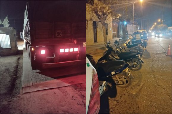 Operativos de tránsito: secuestraron 10 motos y un camión arenero excedido de peso
