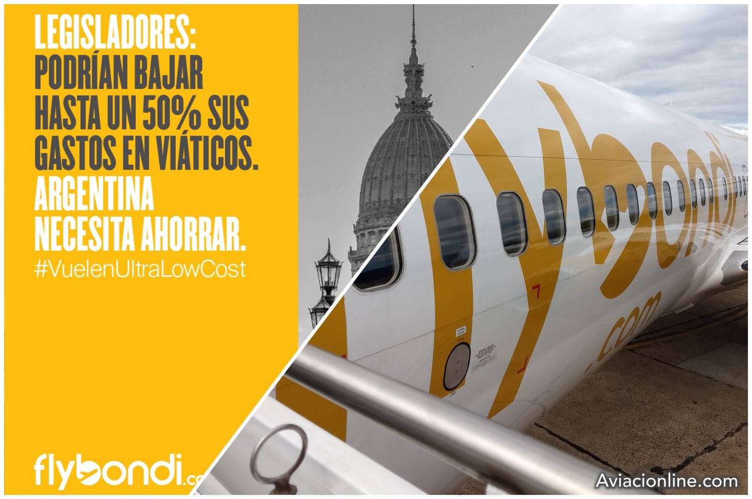 Flybondi propone que los legisladores ahorren comprando pasajes «low cost»