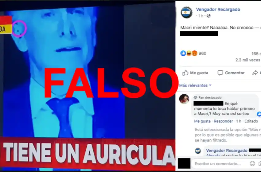 Es falso que Macri tenía un auricular durante el debate presidencial