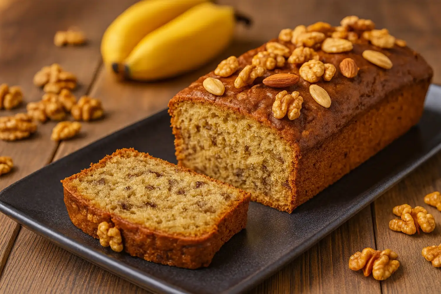 El budín se puede decorarse con glaseado y frutos secos.