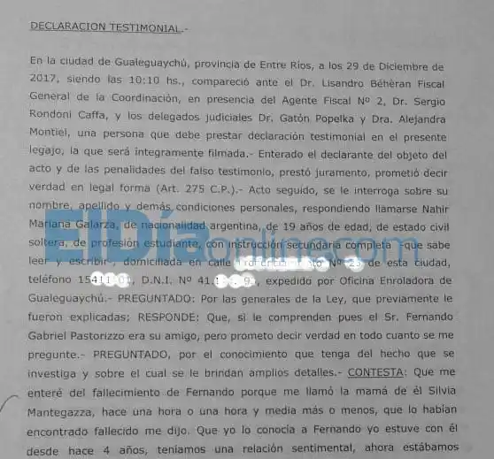 Exclusivo: Las dos declaraciones de Nahir Galarza ante la Justicia
