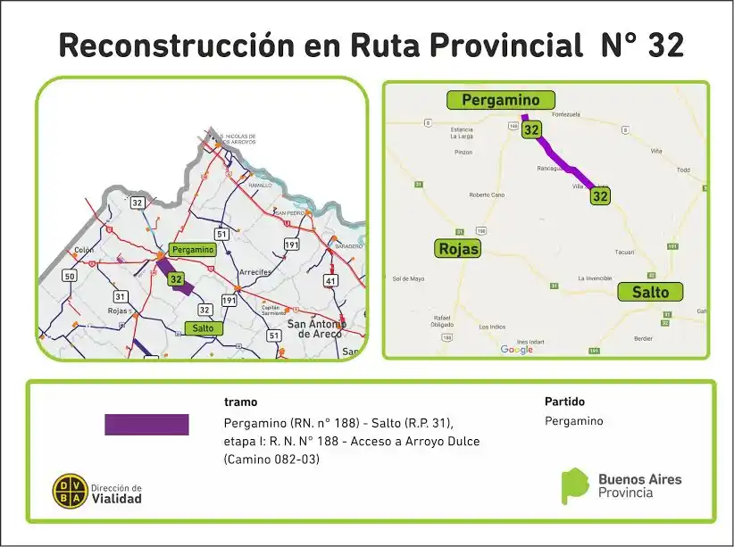 Repavimentan ruta 32 entre Salto y Pergamino