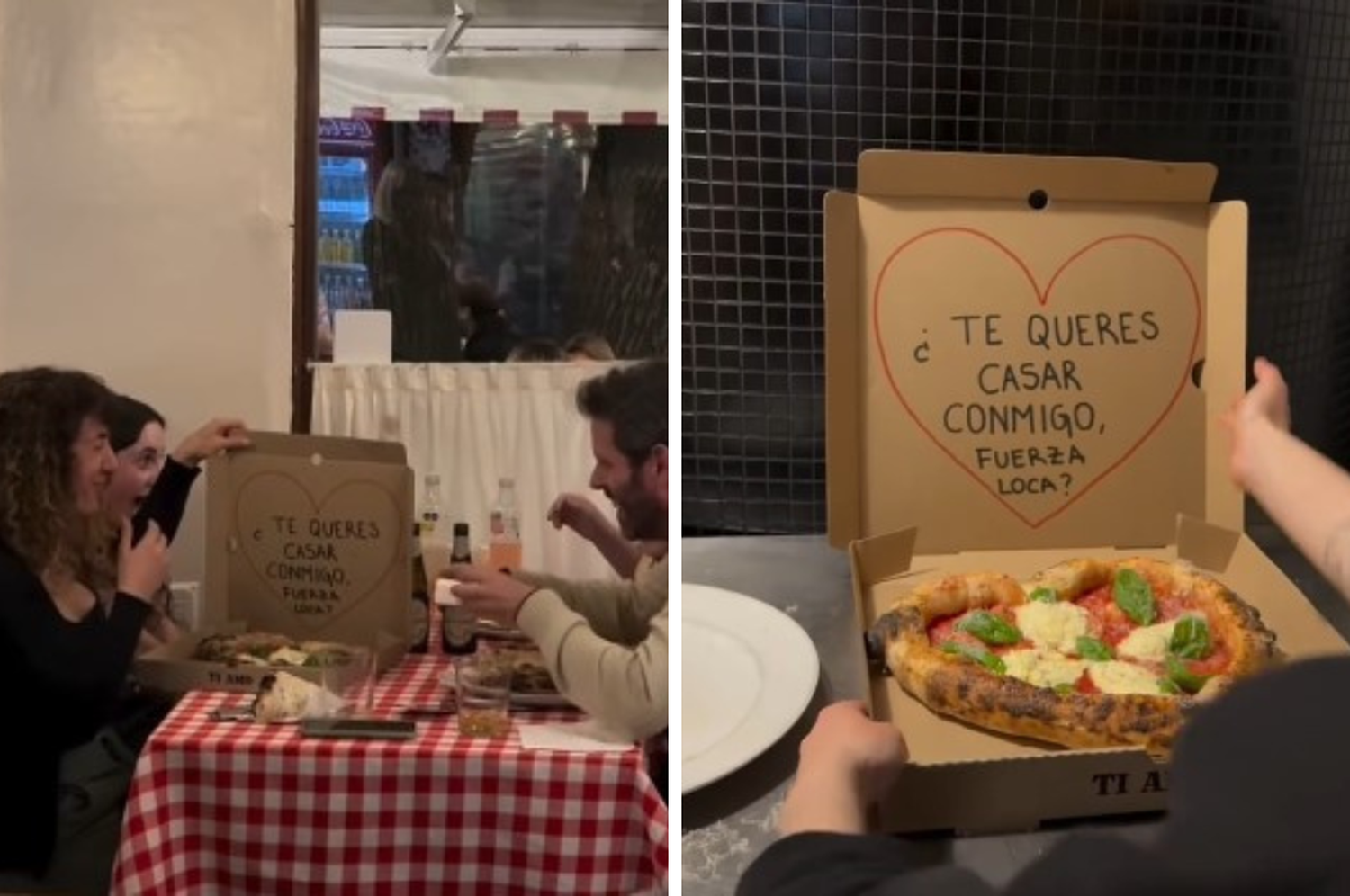 Video: le pidió casamiento a su novia a través de una caja de pizza