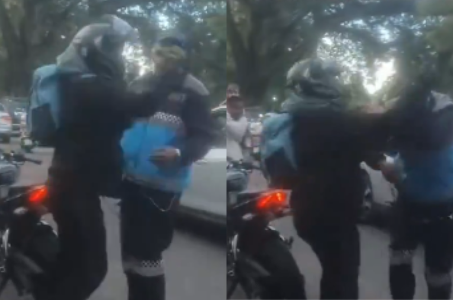 La moto circulaba sin patente, por lo que el inspector le exigió al conductor que presentara los papeles del vehículo.