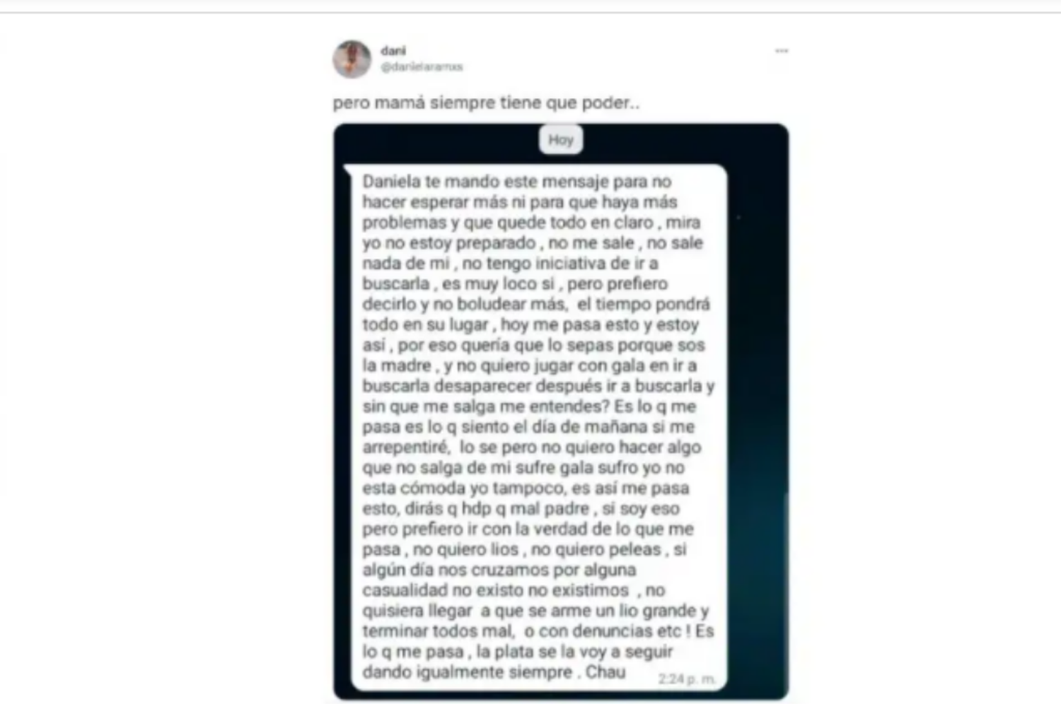 La excusa de un padre para no volver a ver a su hija: “no estoy preparado”