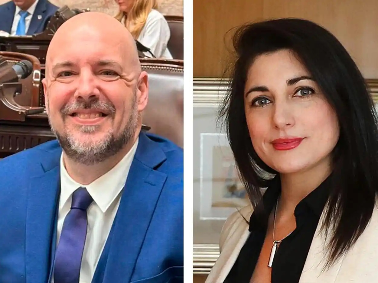 Los legisladores marplatenses Carrancio y Santillán.