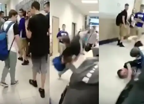 Video: golpeó a un compañero y terminó noqueado en el piso 