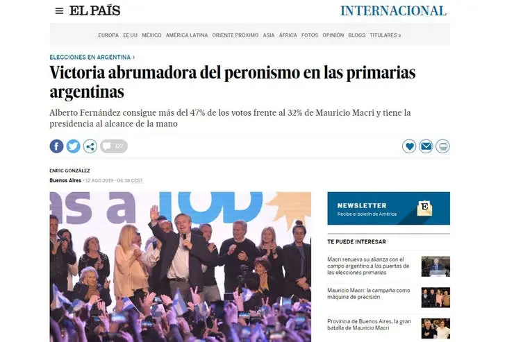La repercusión de las PASO en los diarios del mundo