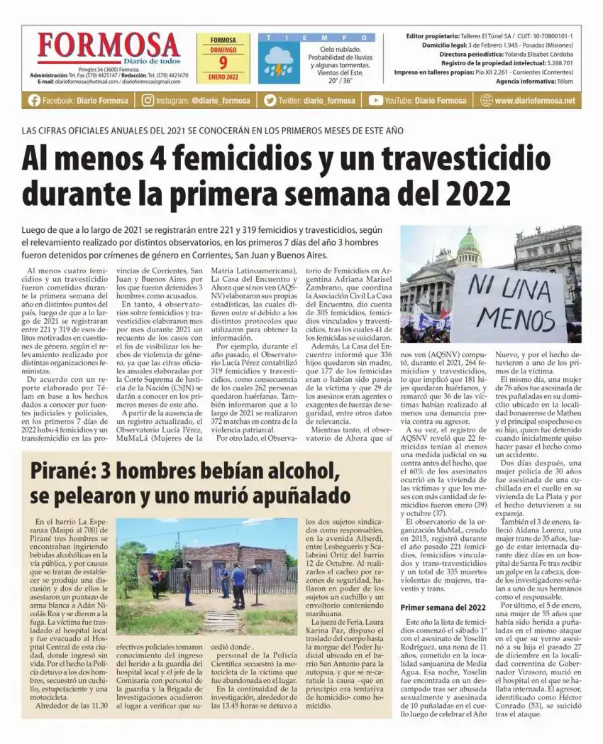 Tapa y Contratapa 9 de enero de 2022