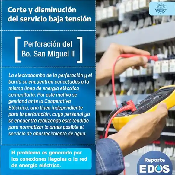 Conexiones clandestinas  a la red eléctrica afectaron el servicio  de la distribución del agua potable