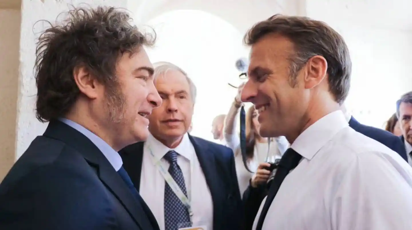 Encuentro entre ambos presidentes, Milei y Macron.
