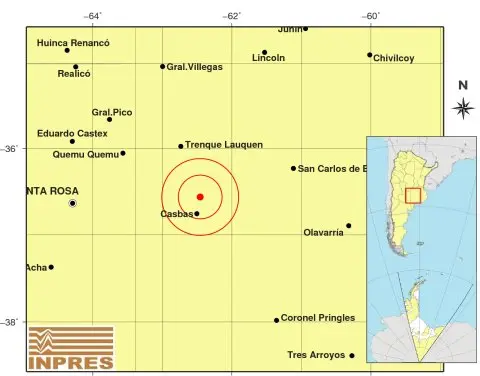 Leve temblor de 3,7 cerca de Casbas en Guaminí