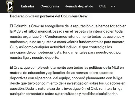 comunicado de Columbus Crew