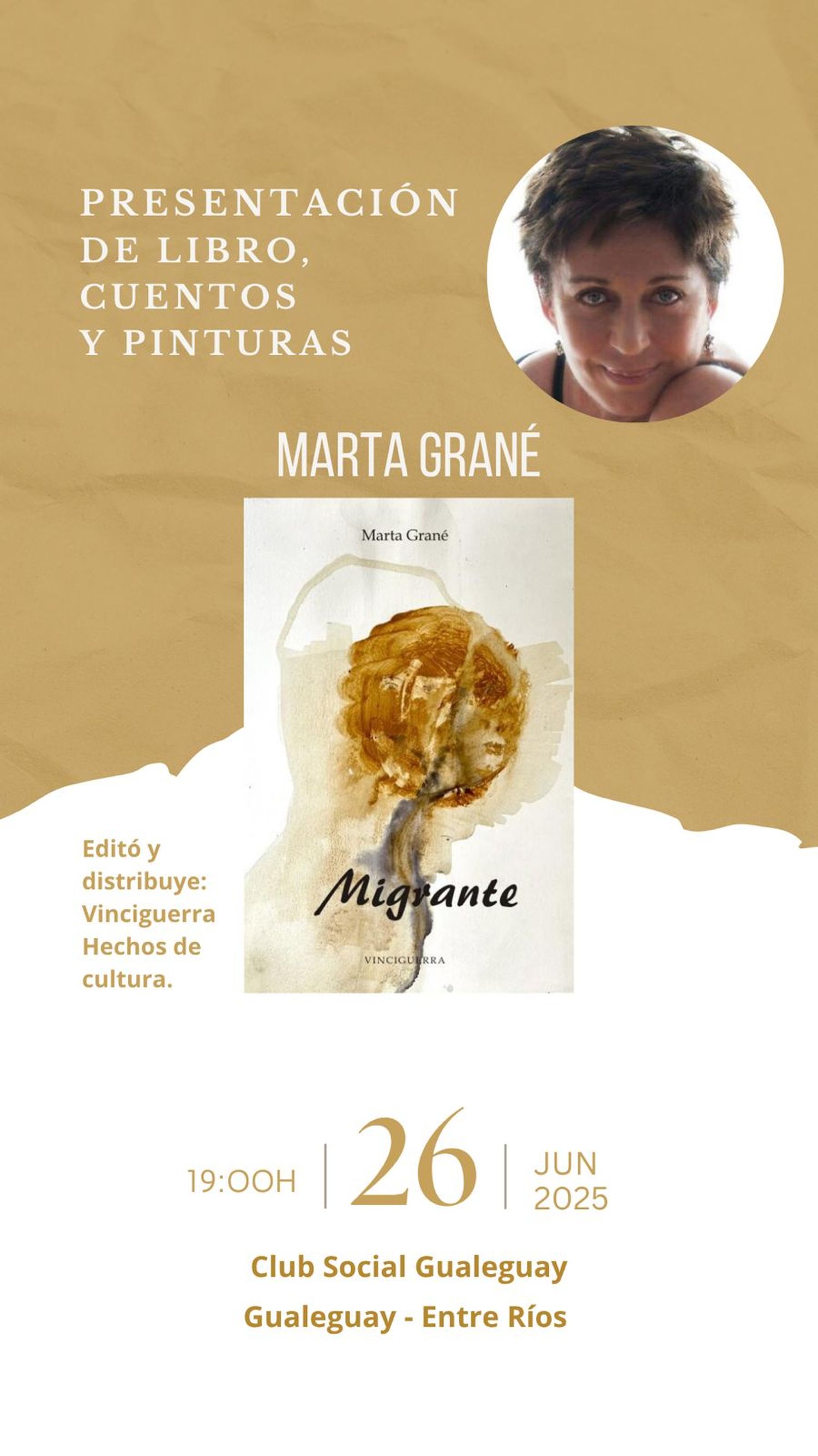 Club Social presenta el libro “Migrante” 
de la escritora Marta Grané