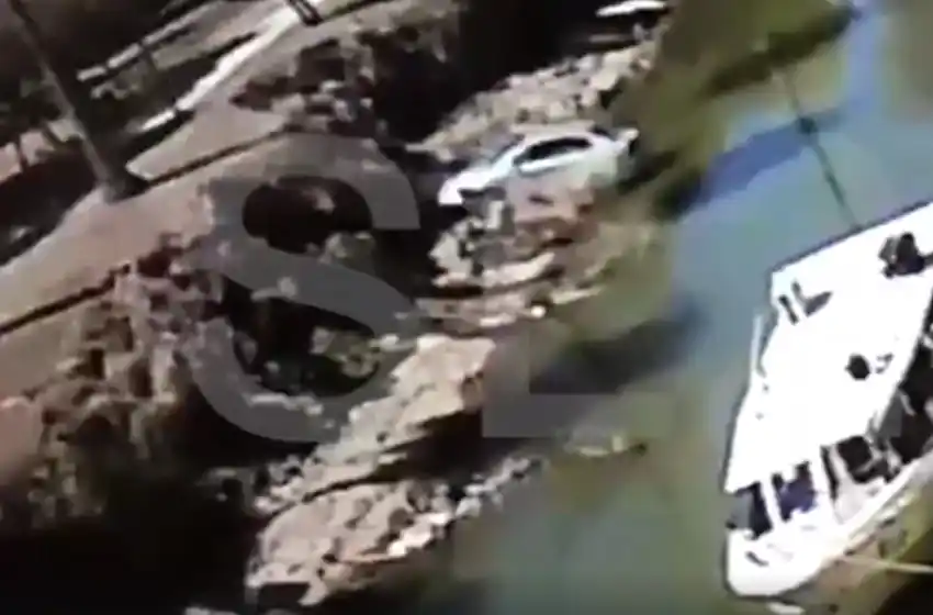 Video: auto cayó al arroyo San Lorenzo a centímetros de un pescador que se salvó de milagro