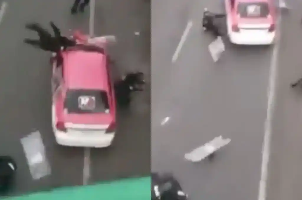 Taxista atropelló a policías