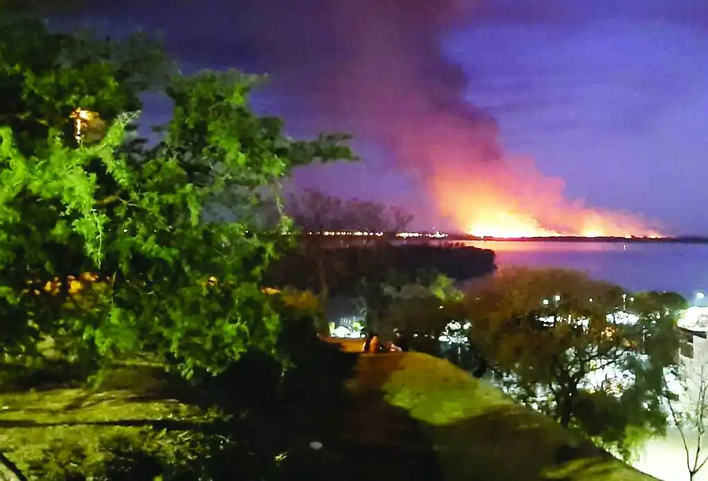 Gran incendio en la isla santafesina cerca del Túnel