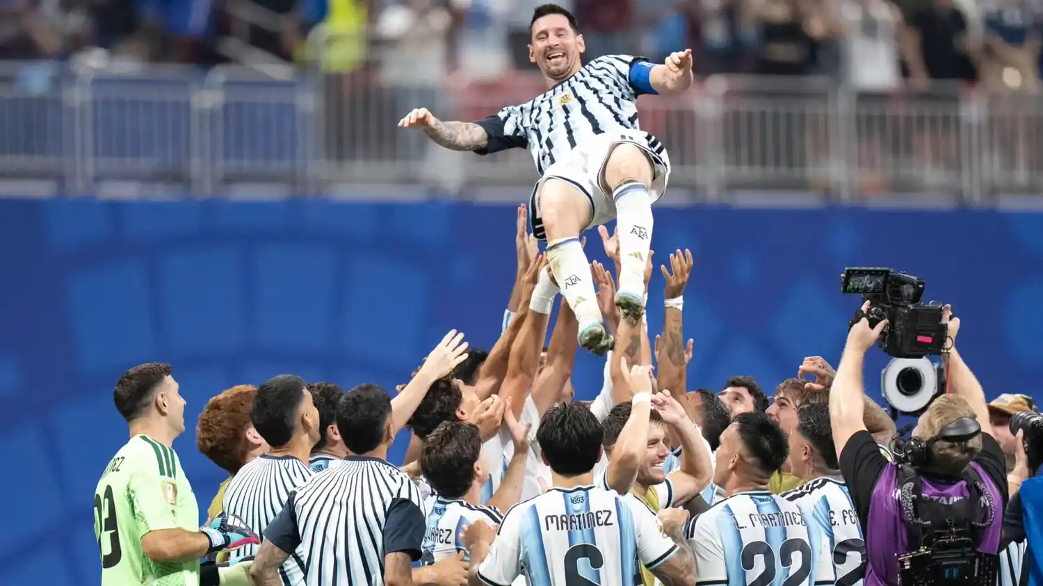 El festejo final ante Egipto, con Messi como protagonista.