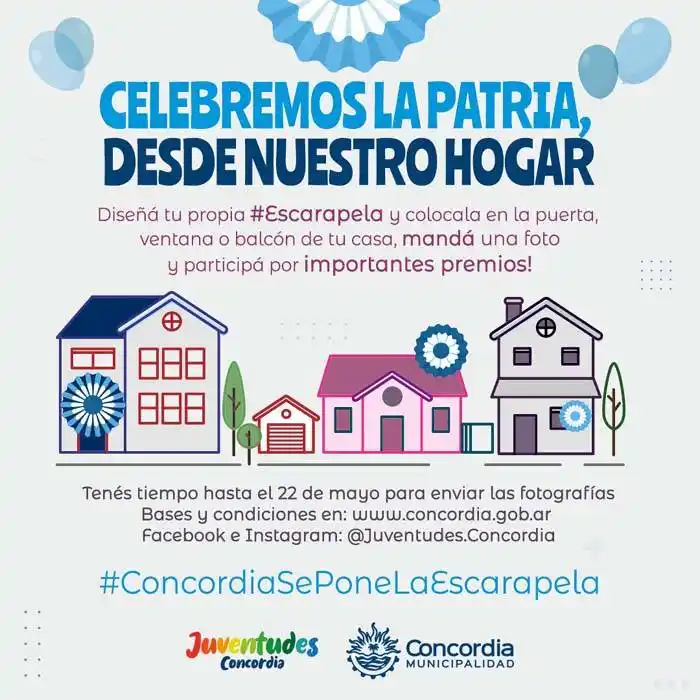 Las familias concordienses  llenan de colores patrios sus puertas, ventanas y balcones 
