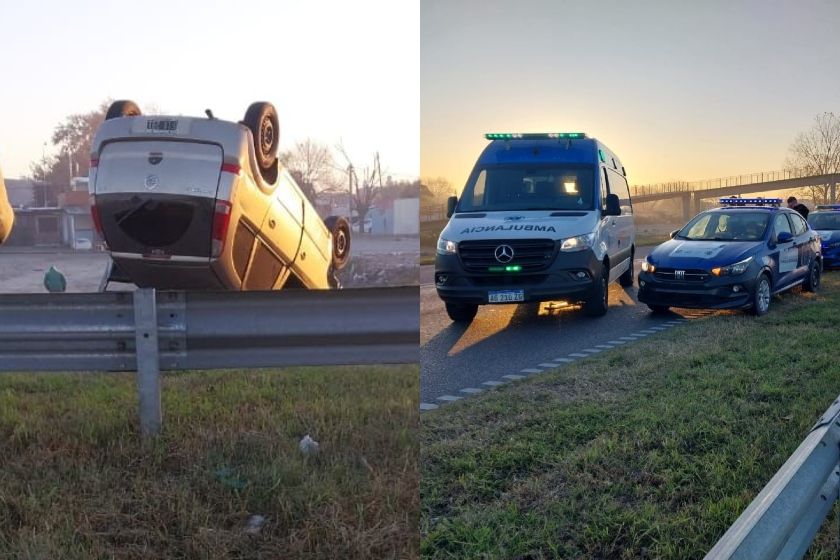 Choque y vuelco en Circunvalación y Oroño: un conductor tuvo que ser rescatado.