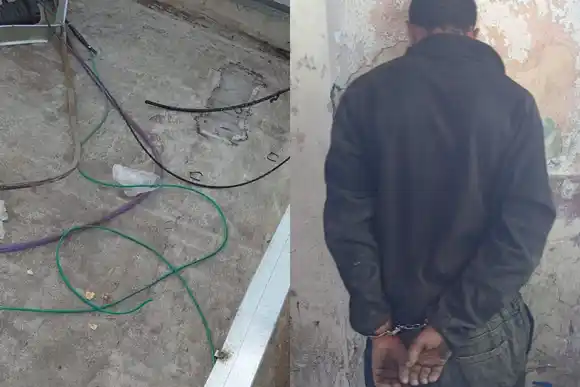 Lo descubrieron cortando cables en el techo de un banco y quedó detenido