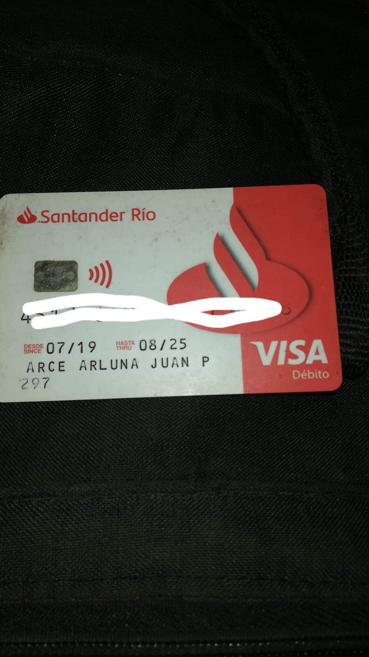 Tarjeta de débito encontrada