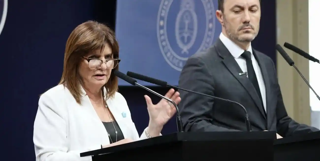 Patricia Bullrich y Luis Petri, a cargo de las carteras ministeriales de Seguridad y de Defensa, respetivamente.