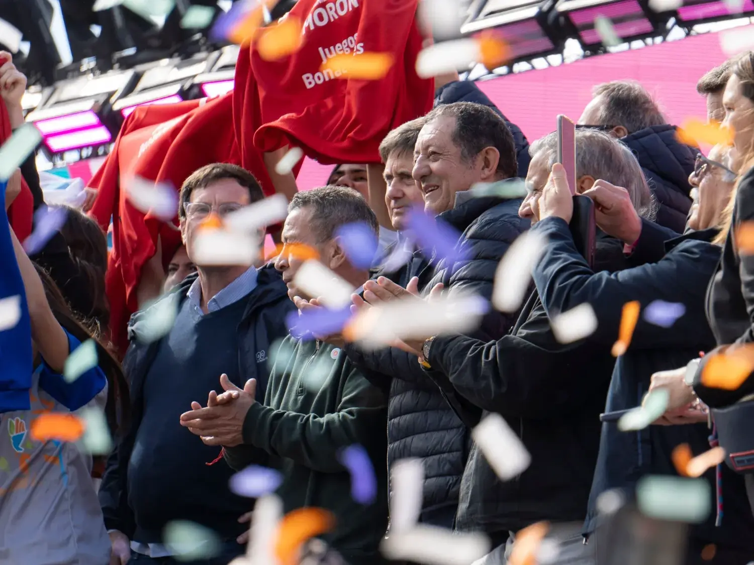 Chalde, Gargaglione y Marini durante el acto inaugural de las finales en Mar del Plata
