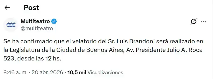 Murió Luis Brandoni