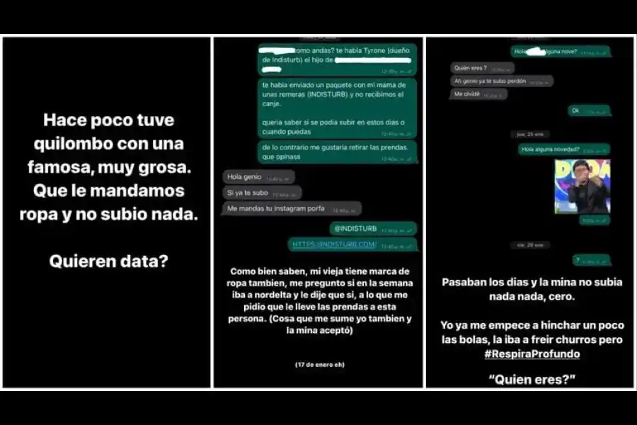 Charlotte Caniggia fue acusada de inclumplir con un canje para una marca.