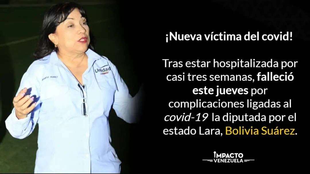 ASAMBLEA NACIONAL CONMOVIDA: diputada Bolivia Suárez perdió la batalla contra el COVID-19