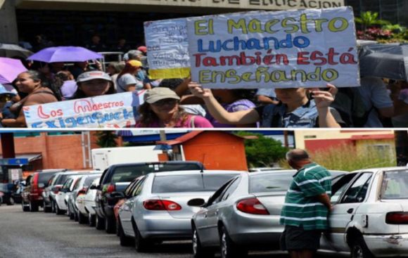 Maestros PROTESTAN contra crisis y RÉGIMEN distribuye gasolina para APLACAR ánimos