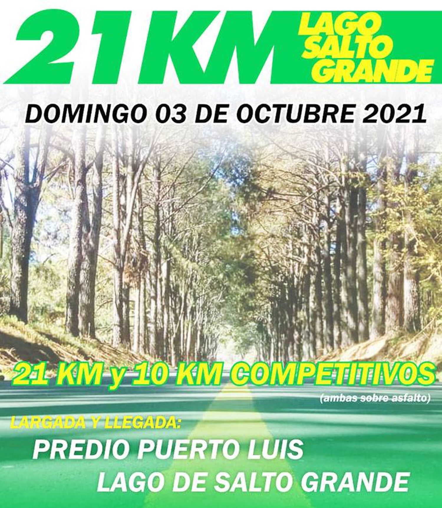 El 3 de octubre se correrá  una Media Maratón en  el Lago Salto Grande