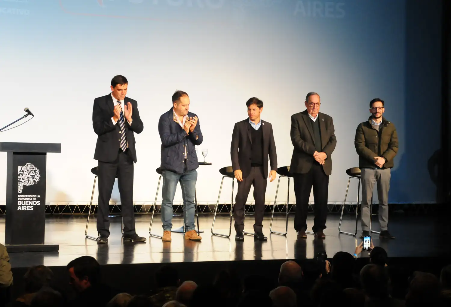 Iparraguirre, Maggiotti, Kicillof, Lunghi y Simone durante la presentación del Proyecto Sans Souci.